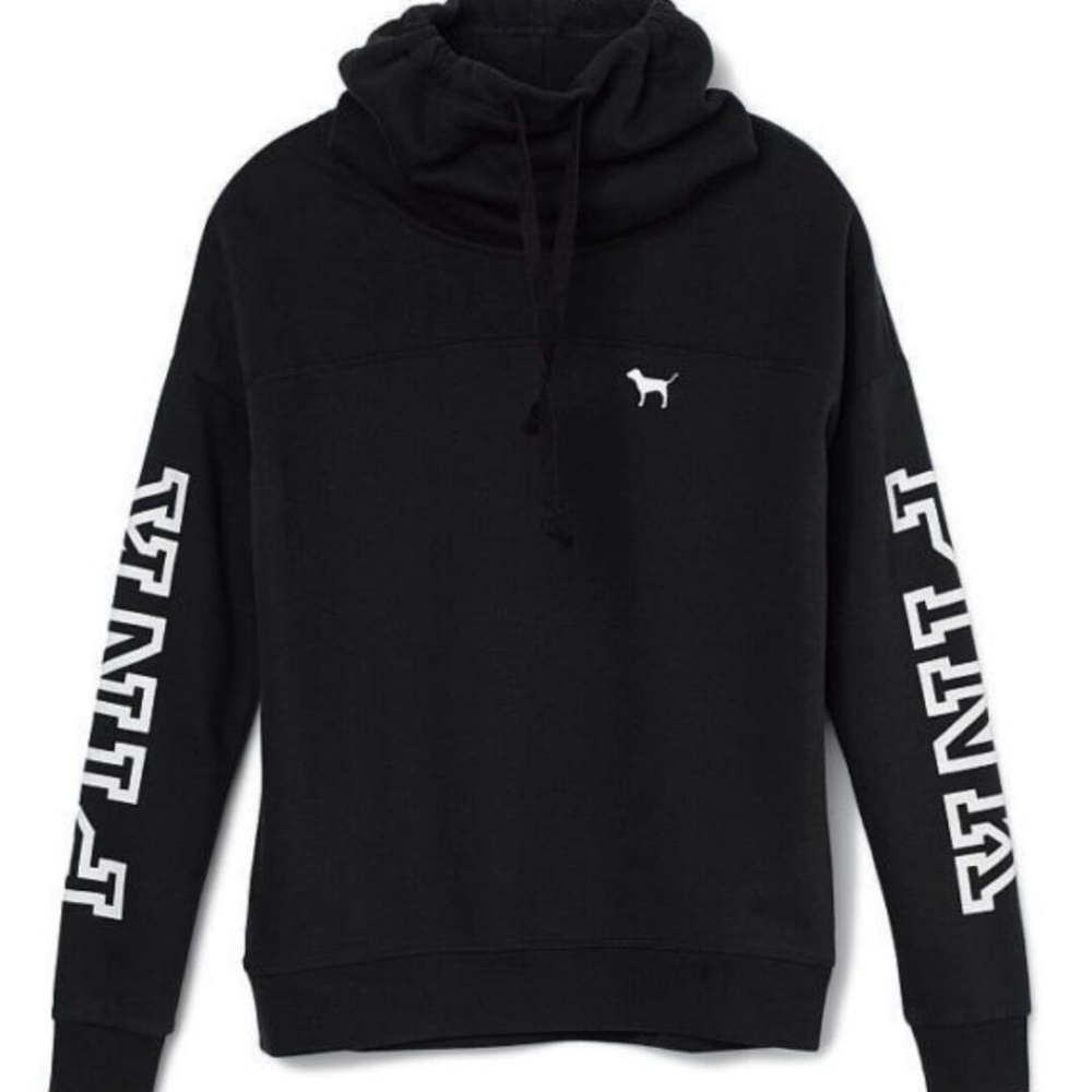 Victoria Secret PINK Black Cowl Neck Pullover Sweatshirt
